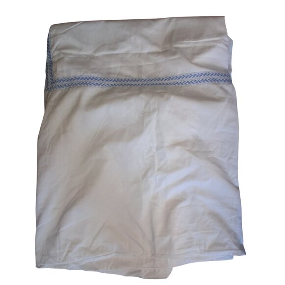 Lands End duvet cover King Supima Cotton white blue embroidered - Picture 5 of 7